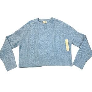 Universal Thread Cable Knit Sweater Medium Blue Crew Neck Pullover Soft Cozy